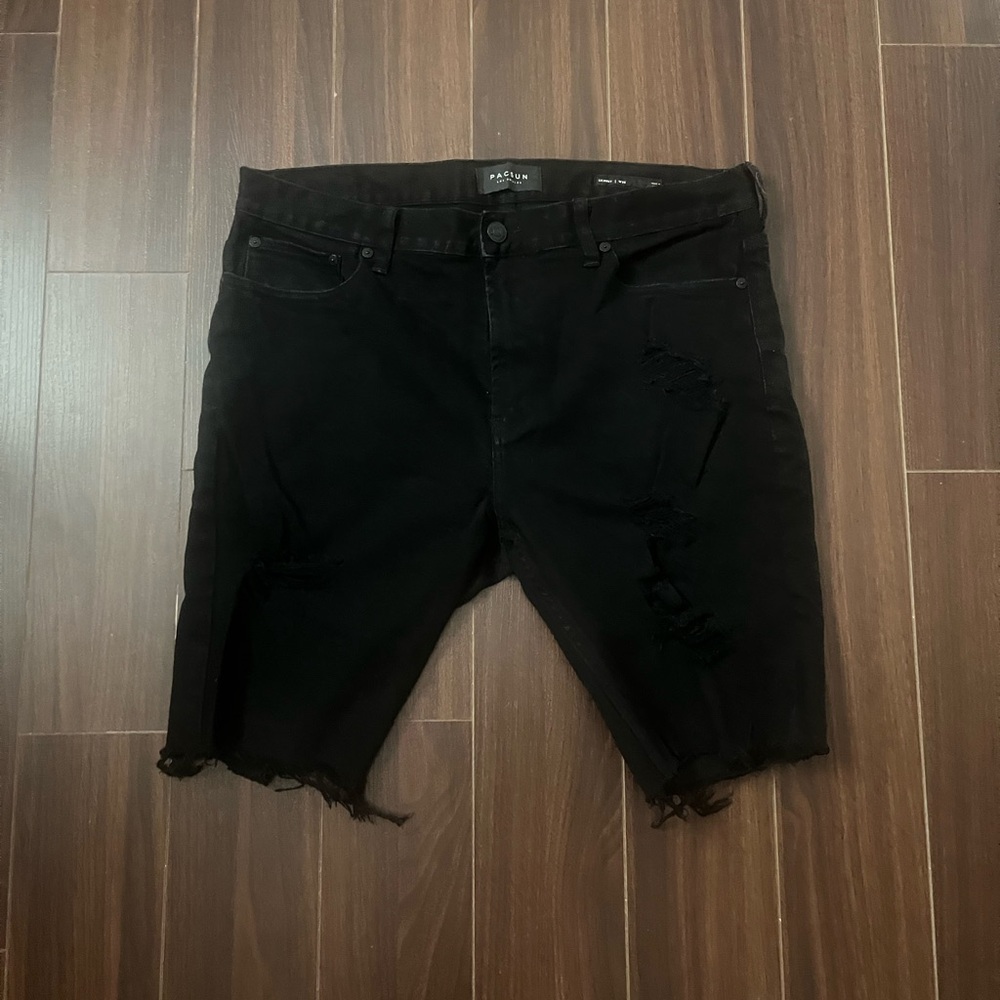 PacSun Black Jean Shorts Raw Frayed Hem